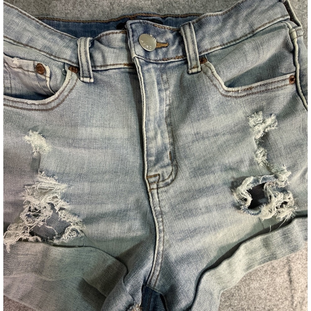 AEROPOSTALE HIGH‎ RISE CURVY MIDI DISTRESSED DENIM SHORTS Size 6 Y2K 90s